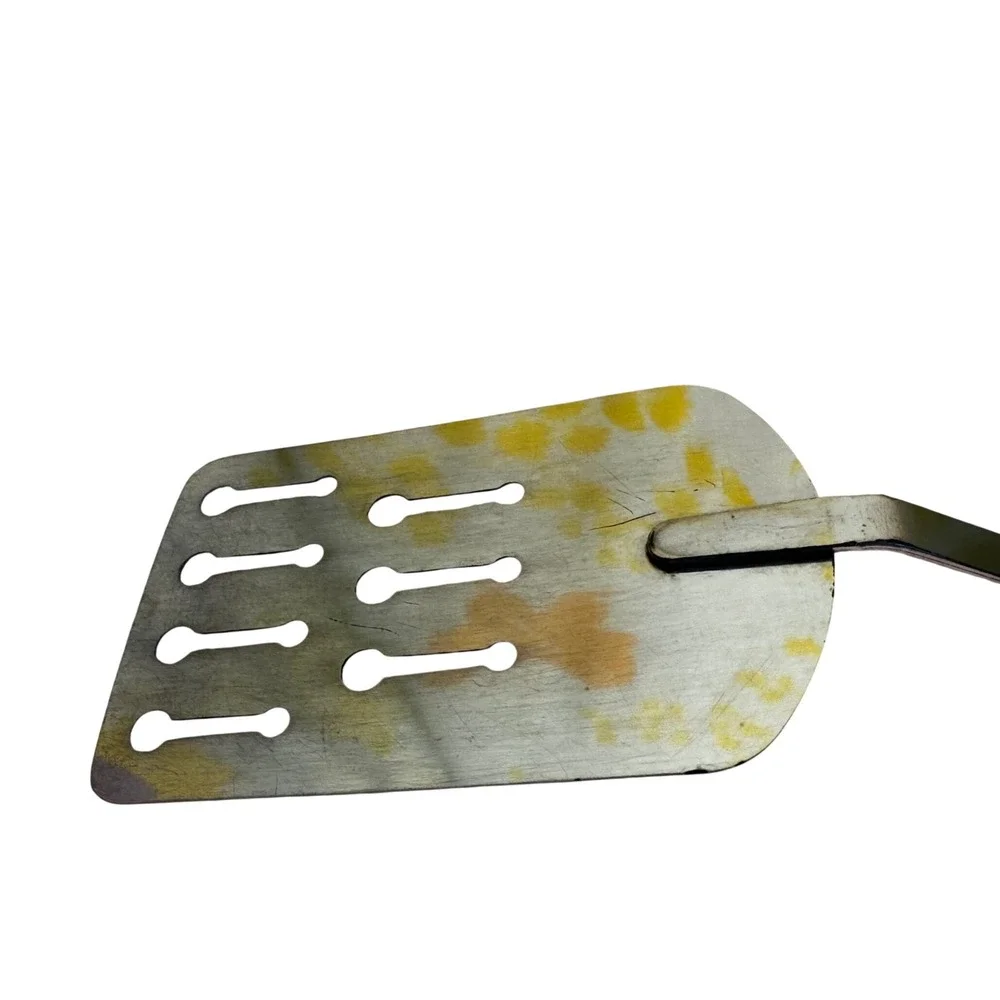 Vintage Ekco Stainless Steel Spatula and Meat Fork Set Blue Floral Handles USA